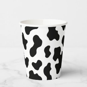 Black & White Cow Cowhide Print Birthday Party Paper Cups
