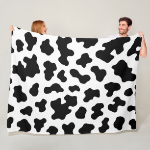 Black & White Cow Cowhide Print Fleece Blanket