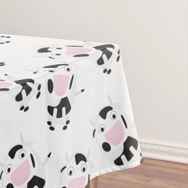 Black White Cow Pattern Tablecloth (In Situ)
