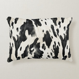 Black White Cow Print Animal Farm Accent Pillow