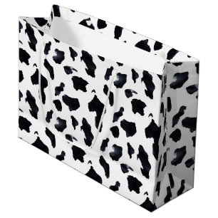 Black White Cow Print Birthday Large Gift Bag