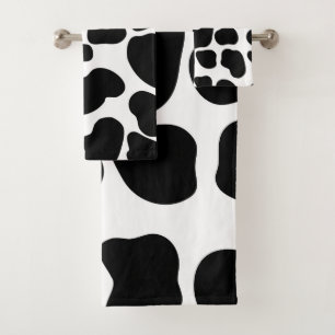 Black & White Cow Print Rustic Farm Bath Towel Set