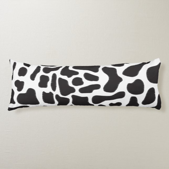 Black & White Cow Spot Animal Pattern  Body Pillow (Front)