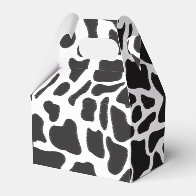 Black & White Cow Spot Animal Pattern  Favor Box (Front Side)