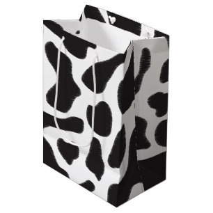 Black & White Cow Spot Animal Pattern  Medium Gift Bag