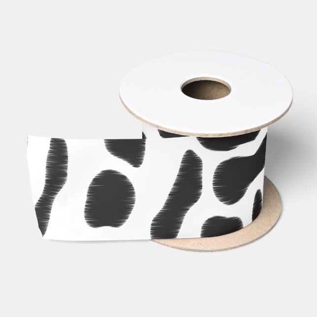 Black & White Cow Spot Animal Pattern  Satin Ribbon (Spool)