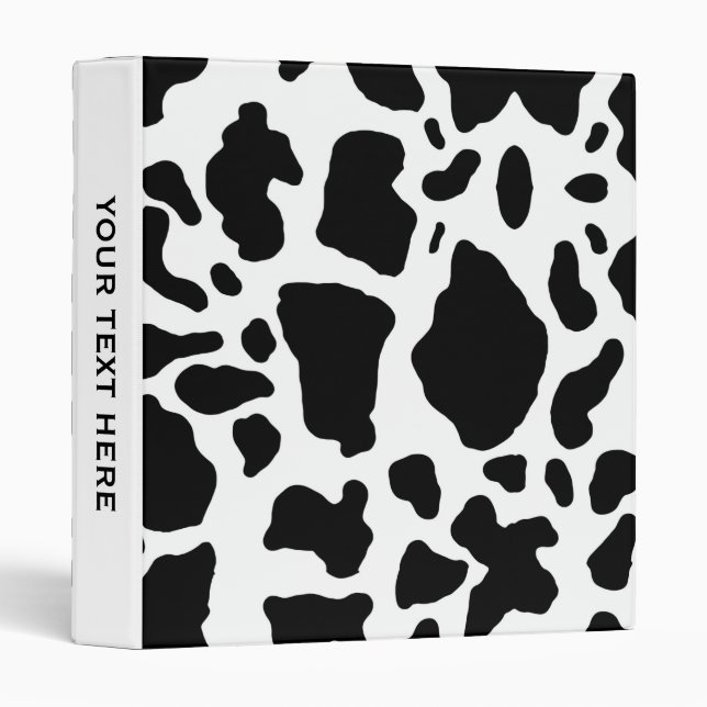 Black & White Cow Spots Animal Print Pattern Binder (Front/Spine)