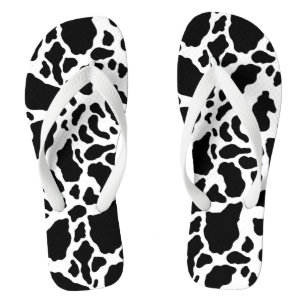 Black & White Cow Spots Animal Print Pattern Flip Flops