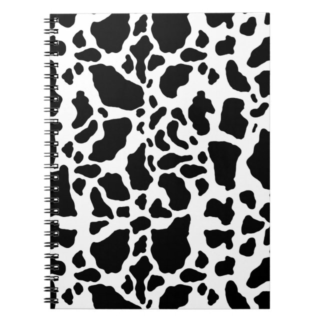 Black & White Cow Spots Animal Print Pattern Notebook (Front)