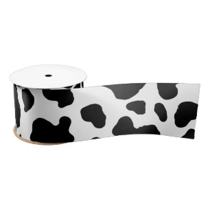 Black & White Cow Spots Animal Print Pattern  Satin Ribbon