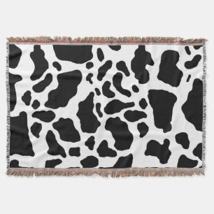 Black & White Cow Spots Animal Print Pattern Throw Blanket