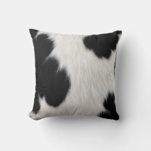 black white cow texture fur skin leather animal ha throw pillow