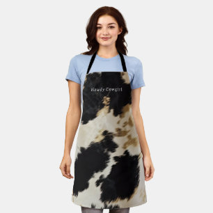 Black White Cowhide Apron