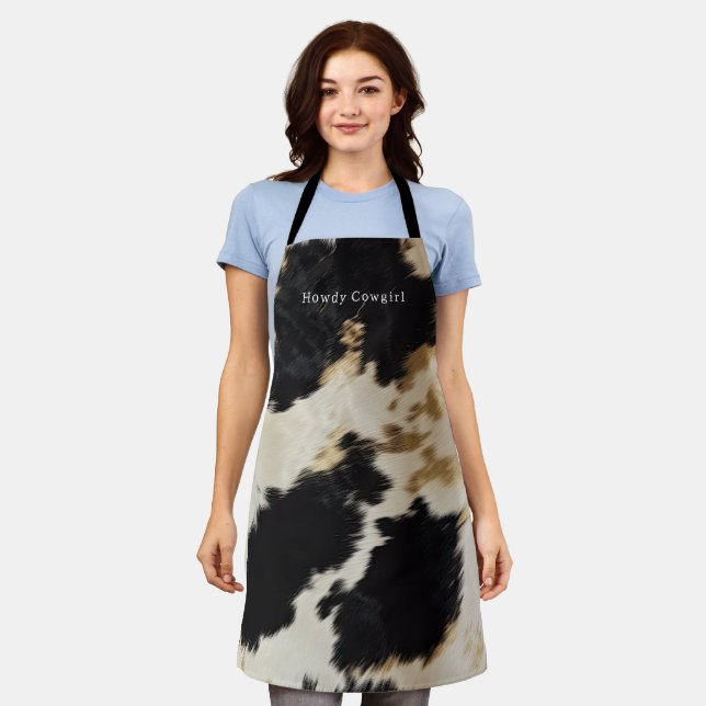 Black White Cowhide Apron (Worn)