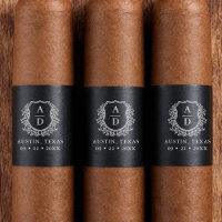 Black White Crest Monogram Wedding Cigar Band