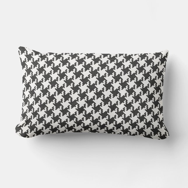 Black&white cross-stitch Houndstooth Pied-de-Poule Lumbar Pillow (Front)