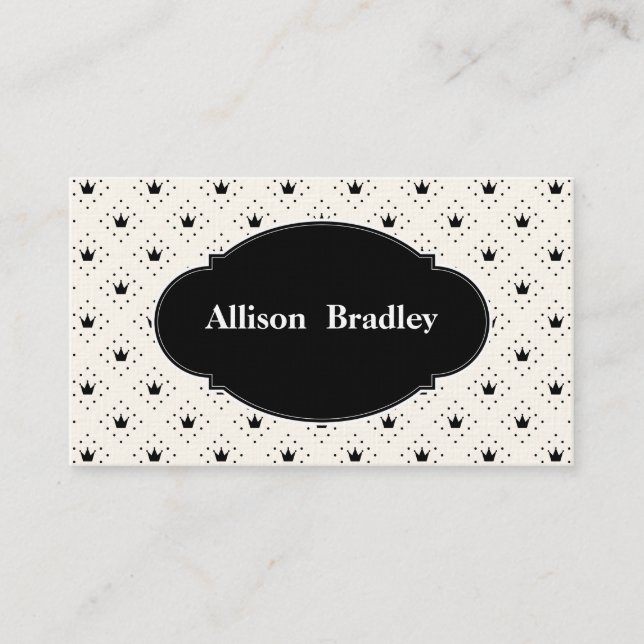 Black & White Crowns 6-Line Entrepreneur Business Card (Front)