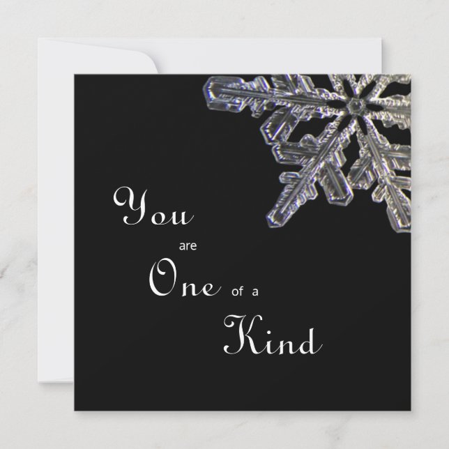 Black & White Crystal Snowflake One of a Kind Flat Thank You Card (Front)