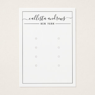 Black White Cursive Multiple Earring Display Card