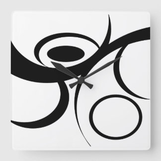 Black White Curve Design Square Wall Clock