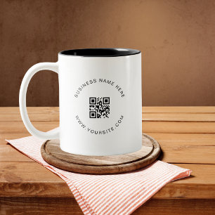 Black & White Custom Business Company QR Code Scan Two-Tone Coffee Mug