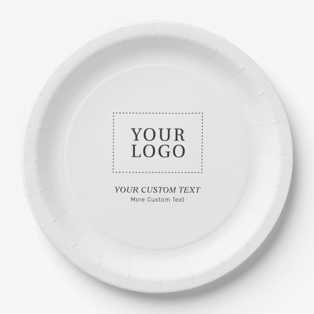 Black & White Custom Business Logo Promotional Paper Plate (Front)