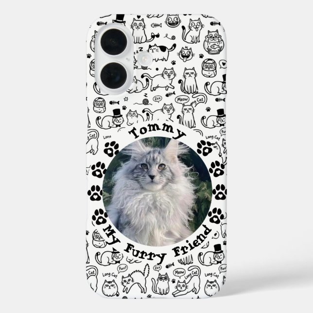 Black & White Custom Cat Photo and Name  Case-Mate iPhone Case (Back)