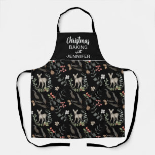 Black & White Custom Christmas Baking with Name Apron