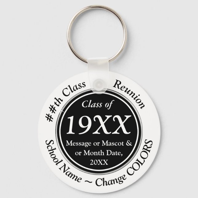 Black, White, Custom, Class of 1972, Party Favors Keychain (Front)