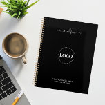 Black White Custom Logo Business Professional 2025 Planner<br><div class="desc">This elegant planner would be great for both,  personal or professional use. Easily add your details by clicking on the "personalize" option.</div>