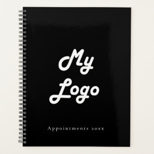 Black white custom logo business QR code 2026 Planner