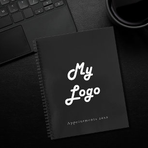 Black white custom logo business QR code Notebook