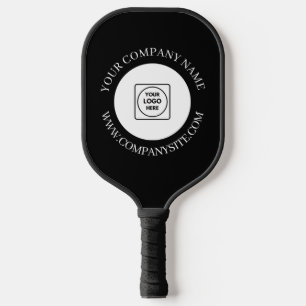Black White Custom Logo Text Business Promo Pickleball Paddle