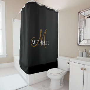 Black White Custom Monogram Script Name