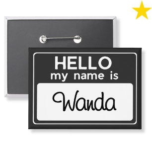 Black White Custom Name Hello My Name Is