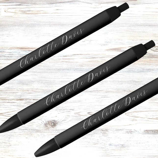 Black white custom name script elegant black ink pen (Creator Uploaded)