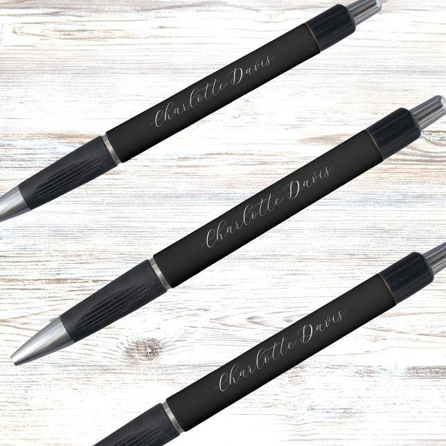 Black white custom name script elegant pen (Creator Uploaded)