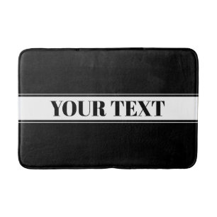 Black & White Custom Name Stripe Bath Mat