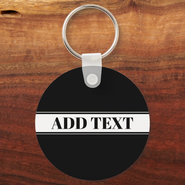 Black & White Custom Name Stripe Keychain (Front)