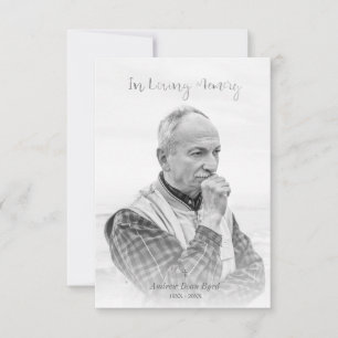 Black & White Custom Photo for Funeral Service Card
