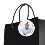 Black white custom photo man guy birthday favour tags<br><div class="desc">A classic white background,  black text. Text: Happy birthday (x2) Personalize and add a name,  age and photo.
Back: add your thank you note.</div>