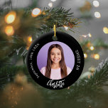 Black white custom photo Sweet 16 Ceramic Ornament<br><div class="desc">A classic black background. Personalize and add a name,  date,  age and photo.</div>
