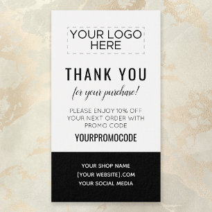 Black White Custom Promo Code Discount Card