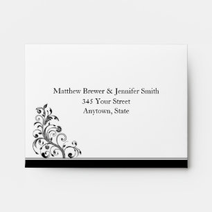 Black & White Custom RSVP Card Envelope w/ Address