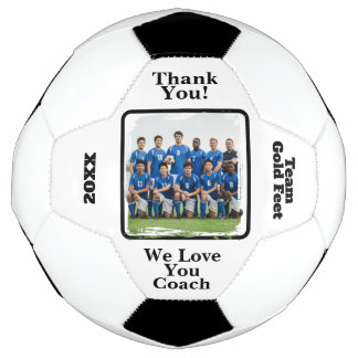 Black White Custom Soccer Football Coach Photo Ball