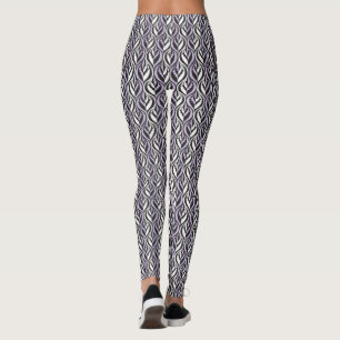 Black white custom stripe graphic pattern leggings