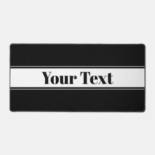 Black & White Custom Text Stripe Desk Mat