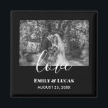 Black White Custom Wedding Photo Simple Elegant Magnet<br><div class="desc">Customize your pre-wedding photo into a simple black and white style to make a stylish design for your special day. The design has white modern calligraphy and modern texts on the lower side which can be customized to your preference. Please visit my collection for matching items.</div>