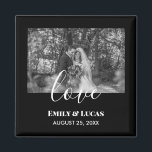 Black White Custom Wedding Photo Simple Elegant Magnet<br><div class="desc">Customize your pre-wedding photo into a simple black and white style to make a stylish design for your special day. The design has white modern calligraphy and modern texts on the lower side which can be customized to your preference. Please visit my collection for matching items.</div>