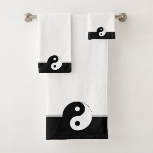 Black & White Custom Yin Yang Bath Towel Set